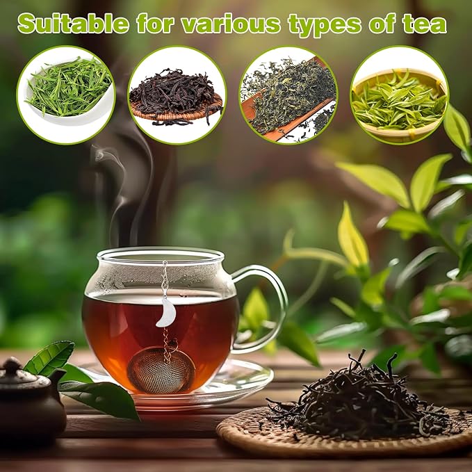 2Pcs Tea Infuser, 2.1 inch Tea Ball with Crystal Moon Pendant,Tea Strainer | Stainless Steel,Tea Diffuser Tea Steeper for Filtering Tea,Tea Infusers for Loose Tea