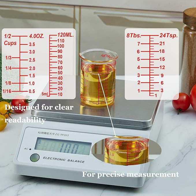 120 ML/4OZ High Borosilicate Glass Measuring Cup-V-Shaped Spout,Glass Measuring Beaker for Kitchen or Restaurant, Easy to Read(SINGLE)