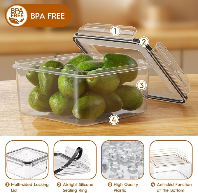 KEMETHY Large 52 Piece Food Storage Containers with Airtight Lids, BPA-free | 26 Containers & 26 Lids, Leak Proof, Meal Prep, Kitchen Storage, PVC-free Plastic, Microwave/Dishwasher Safe, Labels & Pen