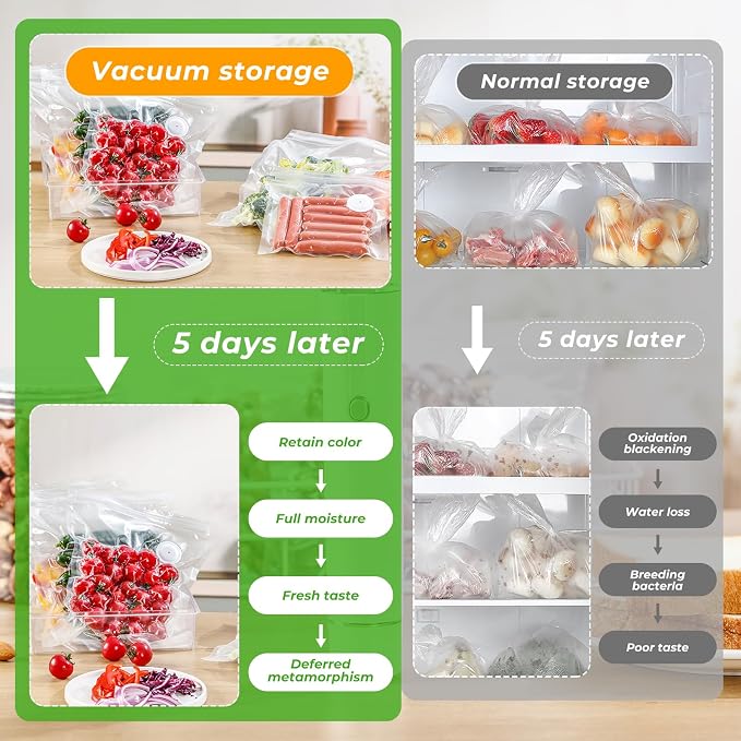 60PCS Vacuum Sealing Bags, Reusable Vacuum Sealer Bags for Food, BPA-Free Vacuum Zipper Bags, Sous Vide Bags for Food Storage (S, M, L, XL)