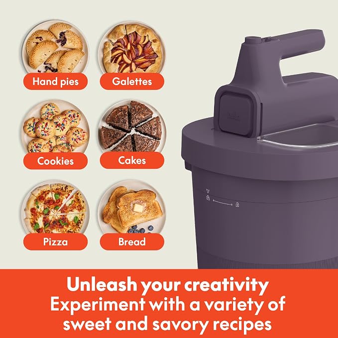 bella 3.5 Qt Hand & Stand Mixer, 2 in 1 Electric Mixer with Bowl, Plum