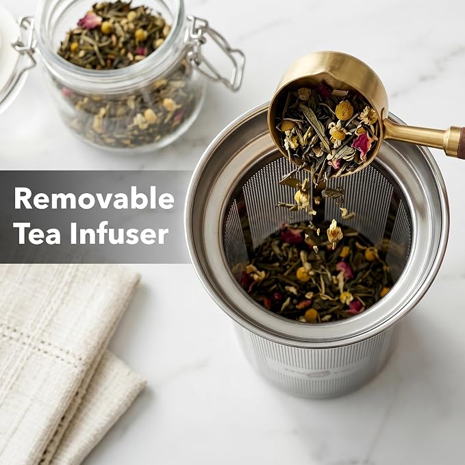 OVENTE 1.8L Glass Electric Kettle with Tea Infuser, Silver KGD752S | 1500W Fast Boiling, Easy Fill Lid, 7 Temperature Control, Keep Warm, Digital Display, Auto Shut-Off, Boil-Dry Protection