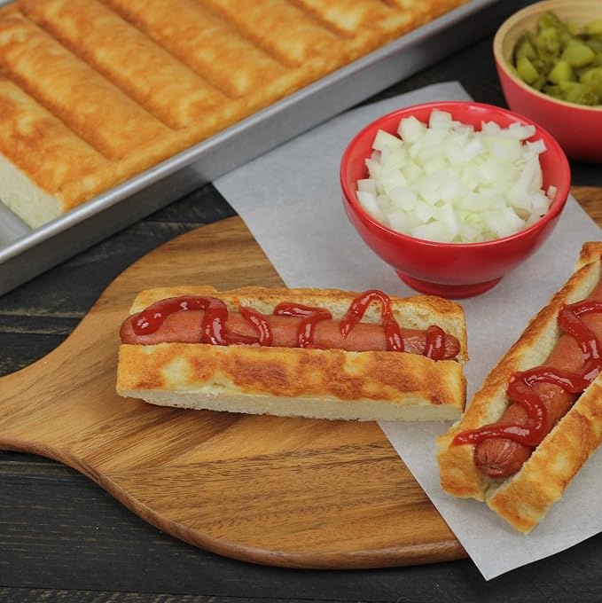 USA Pan Bakeware Nonstick New England Hot Dog Bun and Lobster Roll Loaf Pan, Aluminized Steel
