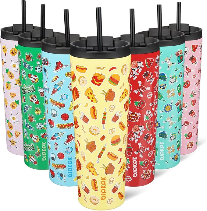 BJPKPK 30 oz Coffee Tumbler with Straw, Insulated Stainless Steel Cup | Double Wall Vacuum, Leak Proof Lid, Keeps Hot/Cold/Iced, BPA Free, Travel & Outdoor, Yummy