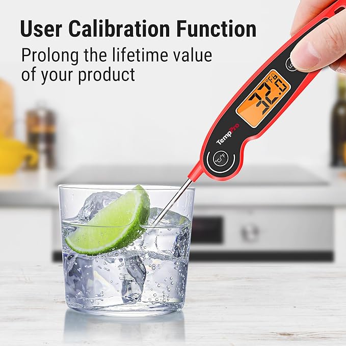 TempPro TempSwift Instant Read Meat Thermometer for Cooking | Waterproof Digital Food Thermometer with Large Backlit LCD, Kitchen Thermometer for Grilling, Smoking & Candy Making