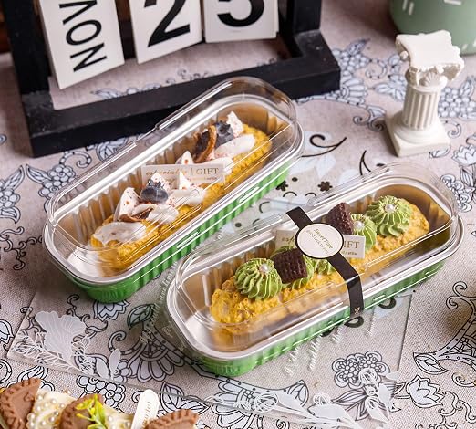 NPLUX Mini Loaf Pans with Lids, 50 Pack Green 6.8oz for Holiday Treats | Suitable for mini breads, tart portions, dips and sweets; works well for made-ahead dessert batches.