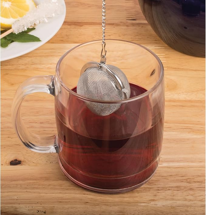 HIC Kitchen Mesh Ball Tea Infusers, 18/8 Stainless Steel Mesh For Loose Leaf Tea and Mulling Spices, Set of 2, 2-Inch