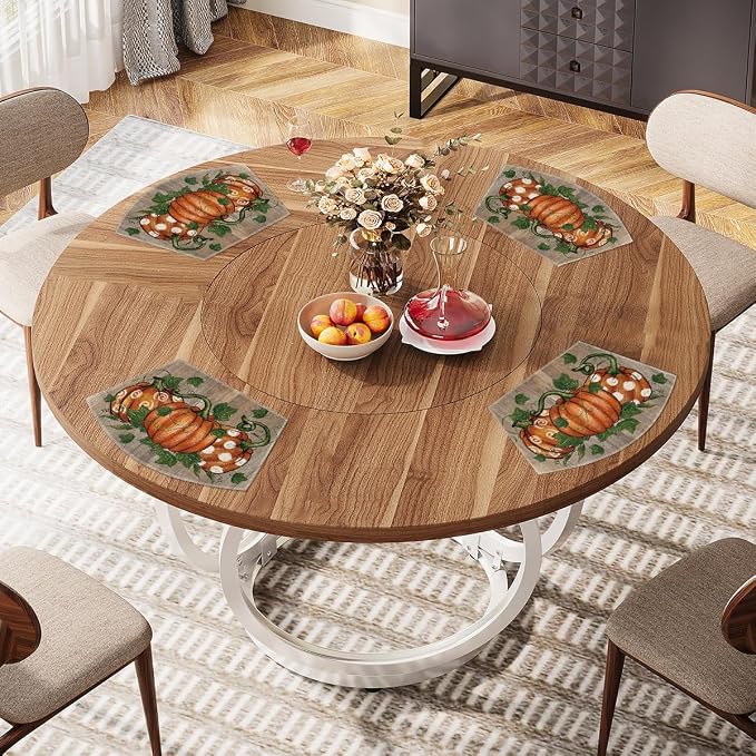 Artoid Mode Pumpkins Vine Fall Wedge Placemats Set of 4-12 x 18 Inch | Heat-Resistant, Washable Table Mats, Seasonal Autumn Polka Dot Kitchen Dining Decor