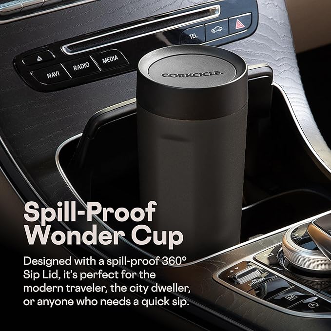Corkcicle Commuter Cup Travel Mug - Insulated Coffee Mug with Lid - Keeps Drinks Cold 18 Hours - 360° Spill-Proof Sip Lid - Holiday Gift - Great for Gifting Warmth - 17 oz - Gloss White