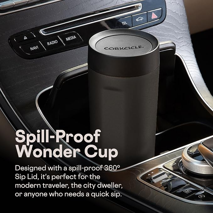 Corkcicle Commuter Cup Travel Mug - Insulated Coffee Mug with Lid - Keeps Drinks Cold 18 Hours - 360° Spill-Proof Sip Lid - Holiday Gift - Great for Gifting Warmth - 17 oz - Midnight Navy