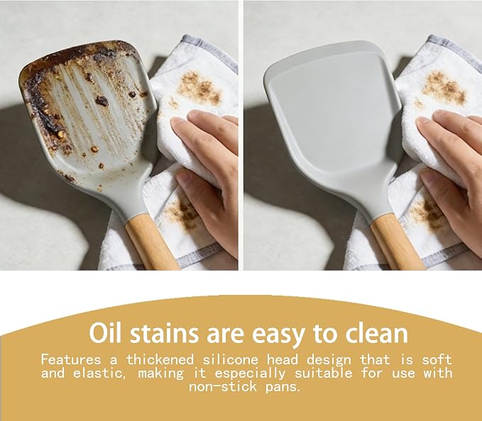 Silicone Utensils Set for Cooking - 12 Piece Set&BPA Free（Khaki） | Heat resistance: 446°F、dishwasher safe、non-toxic / BPA free、for nonstick cookware & baking