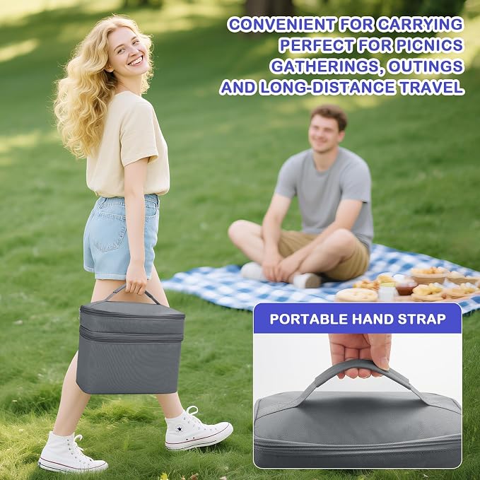 Hand Mixer Case for Kitchen Aid - Immersion Blender Attachments Storage Bag Blender Stick Handheld Carrying Case with Handle Hand Mixer Accessories, Portable Travel Organizer (Bag Only) Gray