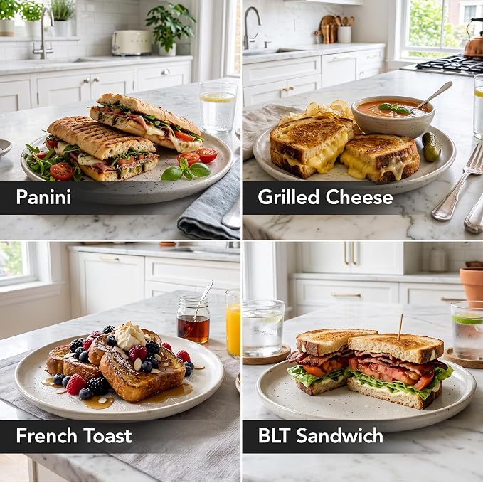 OVENTE Electric Sandwich Maker, 750W Non-Stick Plates, Black GP0401B | Perfect for Grilled Cheese, Tuna Melts, Omelets, French Toast, Breakfast Favorites, Light Meals, and Snacks