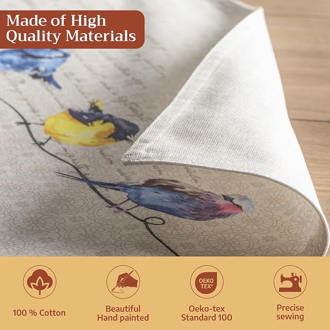 Maison d' Hermine Placemats Set of 4 Reusable 100% Cotton (13"x19") | Cloth Place Mats Washable Table Mats for Kitchen Dining Party Wedding Hotel Home Restaurant Spring Summer - Birdies on Wire