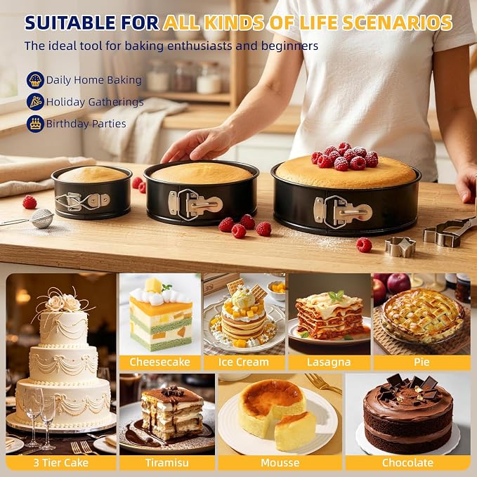 9 Inch non-stick Cheesecake Pan Springform Pan, Removable Bottom with 50PCS Parchment Paper