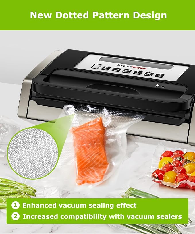 Bonsenkitchen 6 Rolls 11" x 16' Vacuum Sealer Bags for Food with Color Box | Commercial Grade, Food Storage or Sous Vide, Heavy Duty Vacuum Sealer Bags Rolls,BPA-free & Food-Grade Safe Material, VB21