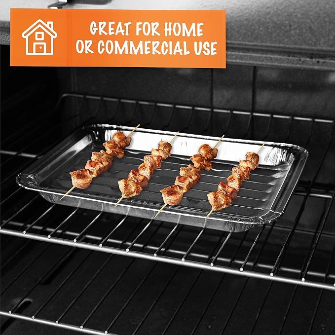 PLASTICPRO 10 Pack Disposable Aluminum Grill Liners Toppers Aluminum Foil Broiler Pans Durable Ribbed Grill Drip Pans 9x13