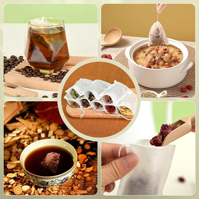 Empty Tea Bags for Loose Leaf Tea, 300Pcs Disposable Tea Infuser Sachets | Fillable Tea Filter Bags with Cotton Drawstring(3.54"X 2.75"), Widely Used for Stewing or Brewing Tea, Coffee, Herb, Spice