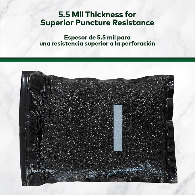 Vacuum Seal Rolls 11" x 25' 2 Pack (50 Feet Total) 5.5 Mil (Black & Black) BPA Free Heavy-Duty Commercial Grade Sealer Rolls for Food Storage, Sous Vide, Meal Prep, Freezer Storage & Food Preservation