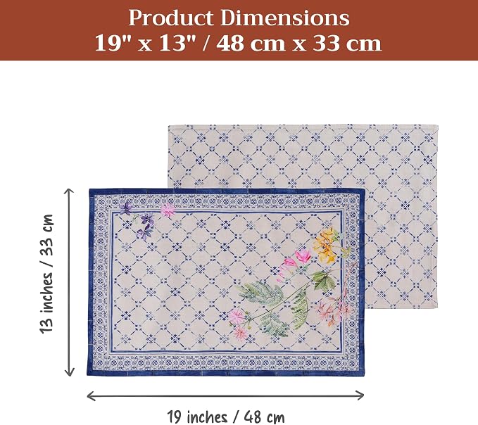 Maison d' Hermine Placemats Set of 4 Reusable 100% Cotton (13"x19") | Cloth Place Mats Washable Table Mats for Kitchen Dining Party Wedding Hotel Home Restaurant Spring Summer - Faience