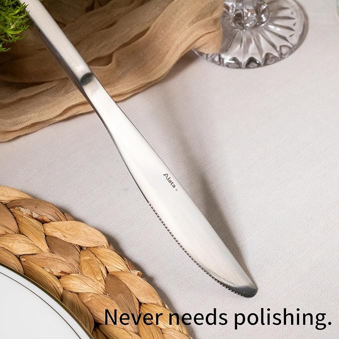 Alata Cube 20-Piece Forged Flatware Set Service for 4, Matte Satin Polished | 18/0, Stainless Steel, Dishwasher Safe, Square Handle, Silverware Set, Cutlery Set, Daily Use, Party, Present, Restaurant