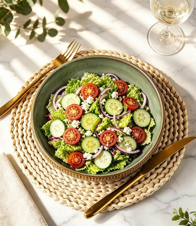 8.5" Ceramic Pasta Bowls Set of 4, Salad Bowls | Versatile Serving Bowls for Pasta, Salad, Fruit & Noodles, Housewarming & Wedding Gift, Sage Umber
