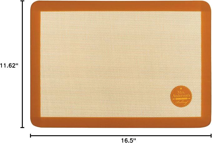 Mrs. Anderson's Baking Non-Stick Silicone Baking Mat - Reusable Oven Liner & Pastry Mat - For Breads, Cookies, Roasting & More - Baker’s Essentials - Heat-Resistant to 480°F - Baking Mat