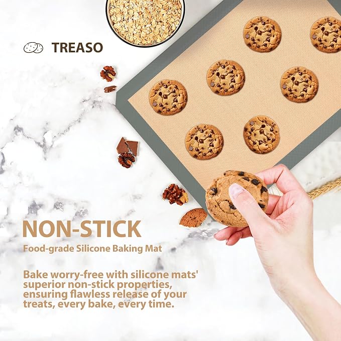 Silicone Baking Mat, Reusable Silicone Oven Baking Sheet | Pack of 3, 2 Half & 1 Quarter Sheet, Heat Resistant, Nonstick Food Safe Baking Mat, for Cookie, Bread, Pastry (Gray)