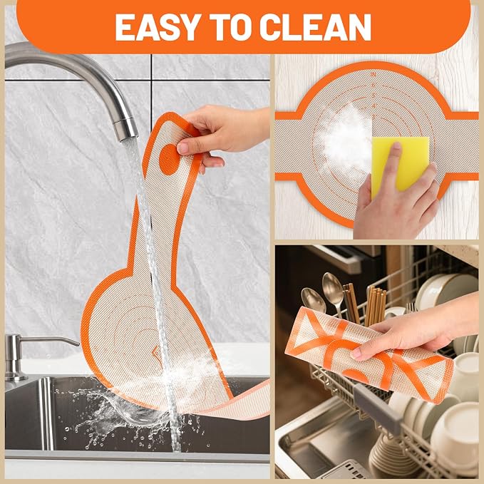 HOTEC 2 Pcs Silicone Bread Sling for Dutch Oven, 0.7MM Thickened Heat Resistant to 500°F Non-Stick Baking Mat with Long Handle Easy to Transfer Sourdough Bread, Dutch Oven Liners Baking Supplies