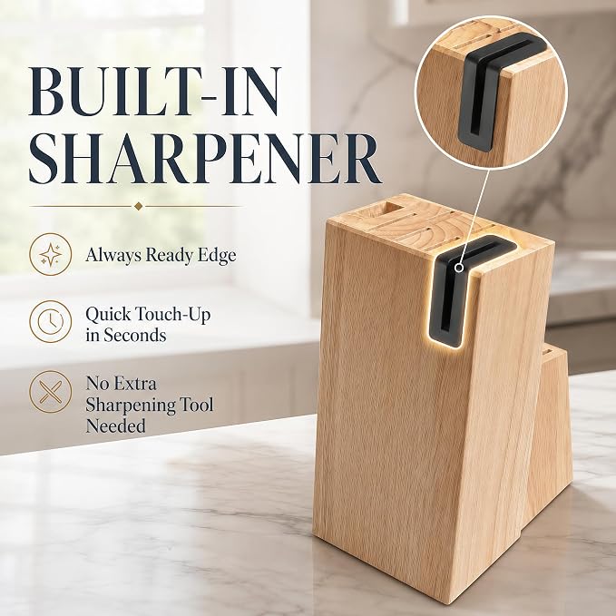 Knife Set with Built-in Sharpener Block, Dishwasher Safe | 14-Piece, High-carbon stainless steel blades, Ultra-sharp edges, Ergonomic non-slip handles, Great gift