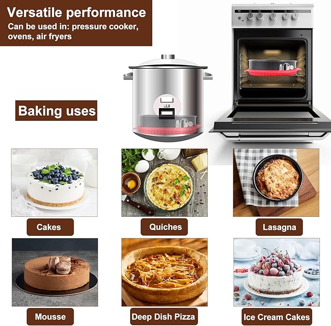 4-7-9-10 Inch Non-stick Springform Cheesecake Pan Set of 4 | Food Grade, FDA Food Contact Safe, Non-Stick, Dishwasher Safe, Removable Bottom, Comes with Silicone Base Protector