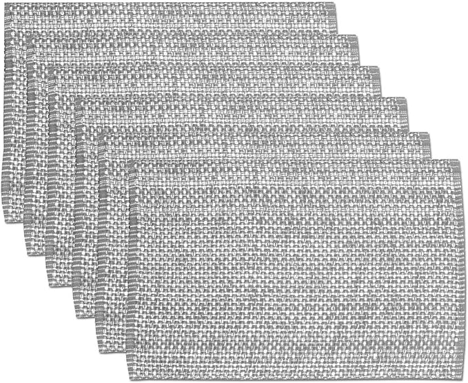 Sweet Home Collection 100% Cotton Placemats for Dining Room Rectangle Two Tone Woven Fabric 13" x 19" Soft Durable Table Mat Set, Set of 4, Gray
