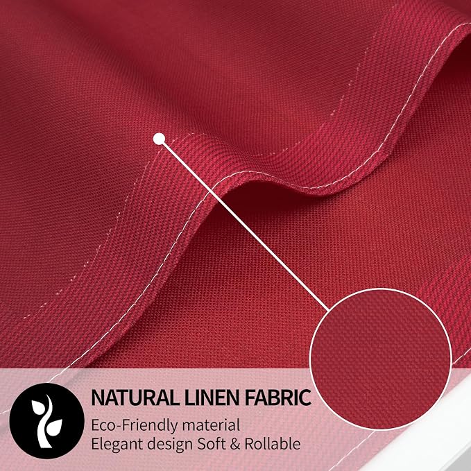 Red Placemats Set of 8, 12x18 Inch Faux Linen Table Mats | Heat Resistant and Washable Design, Easy to Clean Surface for Dining Rooms, Kitchens, Outdoor Parties and Everyday Home Decor