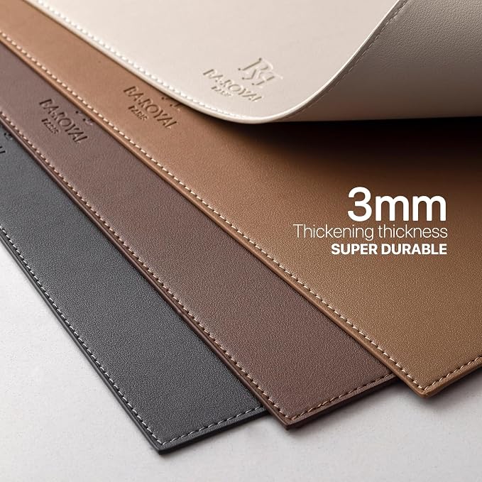 Baroyal Faux Leather Placemats Set of 4 Vinyl Washable Wipeable Table Mats for Kitchen Dining Table Heat Resistant Waterproof Modern Indoor/Outdoor Placemats Non-Slip Easy Clean Place Mats (Dark Gray)