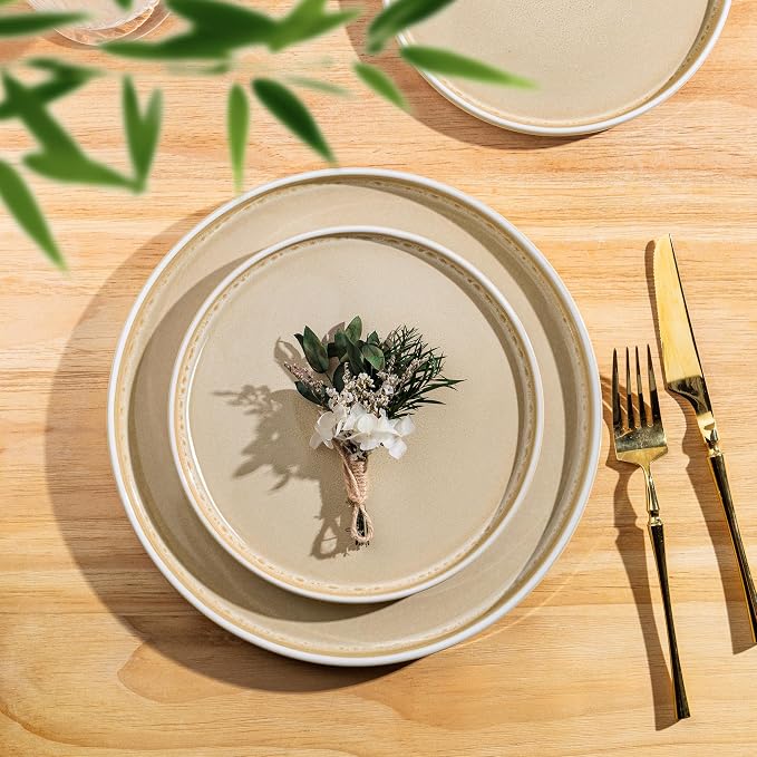 AmorArc Ceramic Dinnerware Sets for 8,24 Piece Plates and Bowls Sets Dishes | Stoneware Handmade Reactive Glaze Dishes Set | Highly Chip and Crack Resistant | Dishwasher & Microwave Safe