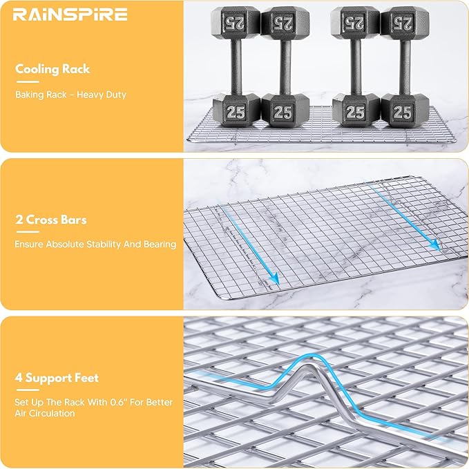Cooling Rack Stainless Steel, Heavy Duty Cooling Racks for Cooking and Baking, Oven Safe Wire Rack for Cooking, Baking Rack for Oven Cooking Fits Quarter Sheet Pan (1, 8.5" x 12")