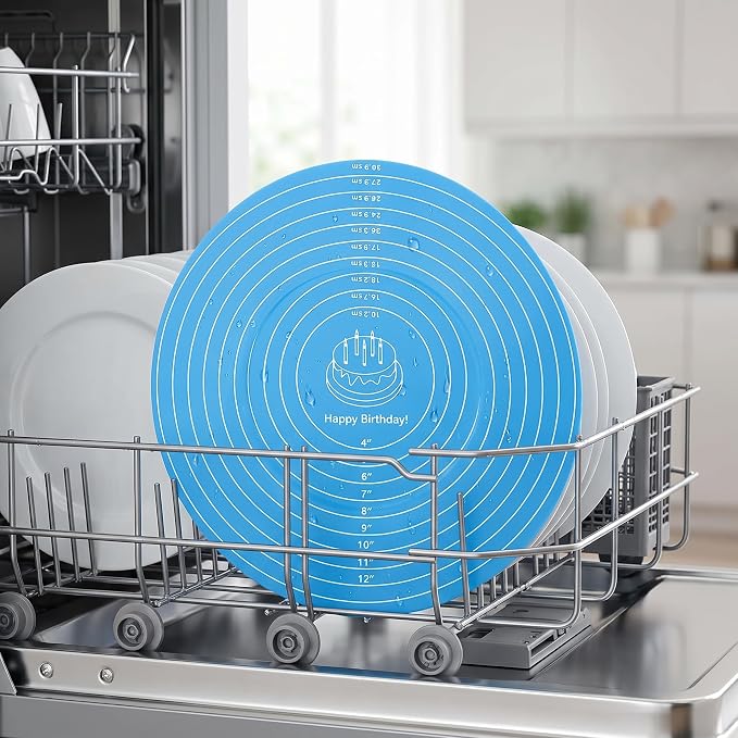 3PCS Round Silicone Baking Mats, 11.8 Inch Reusable Nonstick Pastry Mat with Measurement Guides, Heat Resistant Silicone Baking Mat for Pizza Pan, Dough Rolling, Pastry and Baking