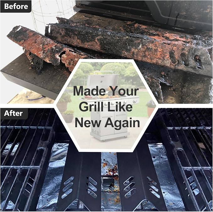 Hiorucet Grill Grease Tray Replacement Parts for Dyna Glo DGF510SBP, DGF493BNP and Backyard Grill BY13-101-001-12, DGF493BNP Drip Pan Adjustable 24''-30'', Heat Plate Tent Shields, Burner and Igniter.