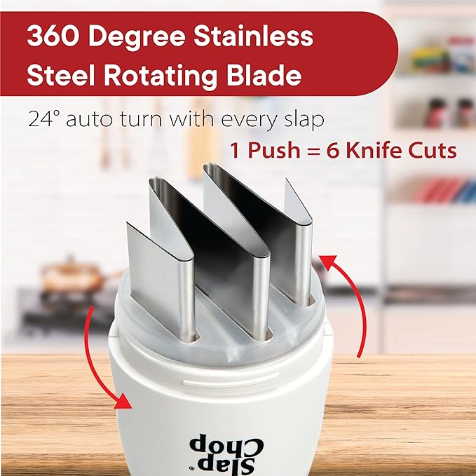 Original Slap Chop Slicer with Stainless Steel Blades & Cheese Graty | Manual Food Chopper & Twist Grater for Cheese, Vegetables, Salad Toppings, & More | Lightweight & Easy to Clean | Manual Food Chopper & Twist Grater for Cheese, Vegetables, Salad To...