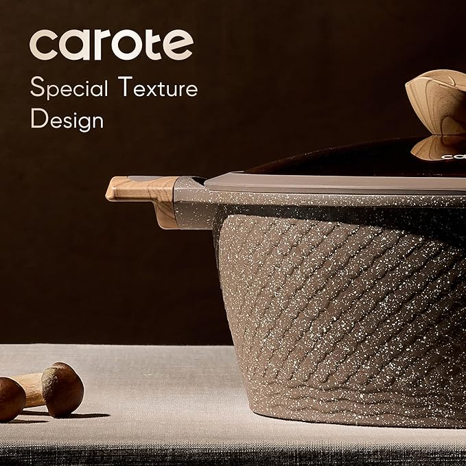 CAROTE 26pcs Pots and Pans Set, Nonstick Cookware Sets | Induction Kitchen Cooking Set, Special Texture Design, Ultra Durable, Easy Food Release, Even Heating, with Frying Pans Set