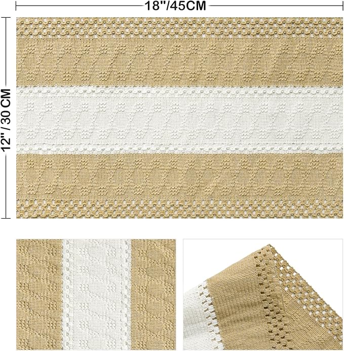 Artoid Mode Burlap Brown Farmhouse Rustic Placemats Set of 6,12x18 Inch Seasonal Hollow Table Mats Party Kitchen Dining Decoration