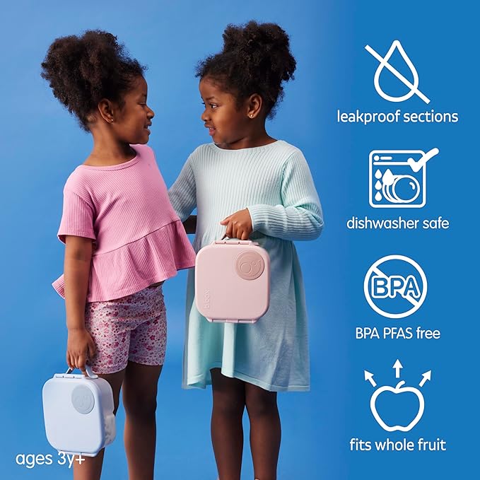 b.box Mini Lunch Box, Snack Containers for Kids, Lunch Box Kids, 4.25 Cup | Bento Box for Kids, Sanck Box, Lunch Containers, Leak Proof, Dishwasher Safe, BPA Free, PFAS Free, Ages 3+ — Blush Crush