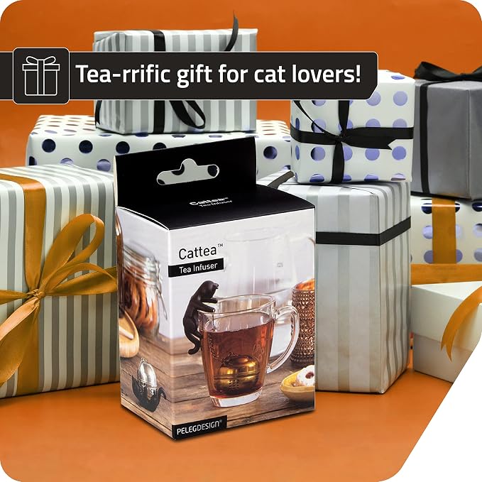 Peleg Design Cattea Tea Infuser – Cute Stainless Steel Cat Tea Strainer for Loose Leaf Tea | Fun Animal Tea Steeper & Gift for Tea Lovers, Black