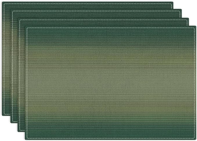 Emvency Farmhouse Placemats Set of 4, 12x18 Inch, Geometric Striped | Sage Green Modern Art Painting Table Mats for Outdoor Home Party Kitchen Dining Decoration