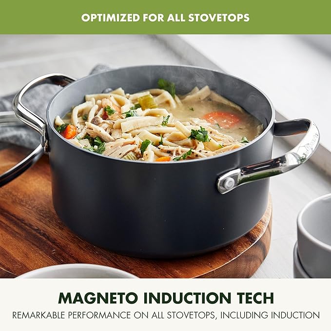 GreenPan Valencia Pro 5QT Ceramic Nonstick Stock Pot, Hard Anodized