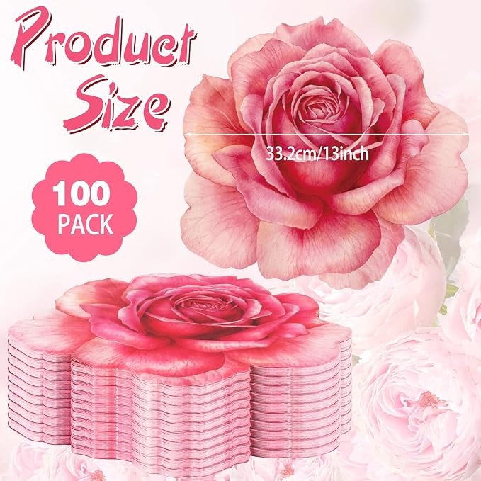 Sinmoe 100 Pcs Disposable Paper Placemats Bulk,Pink,Rose | Paper Charger Place Mat Party Charger Plates Table Place Mats for Dinner Wedding Birthday Baby Shower Spring Dining Tableware