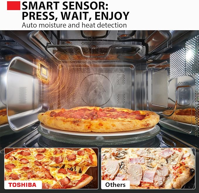 TOSHIBA 4-in-1 Countertop Microwave Oven with Air Fryer, 1.5 Cu.Ft, 1000W | Smart Sensor, Convection, Mute Function, Position Memory Turntable, for Home Kitchen, Black Stainless Steel