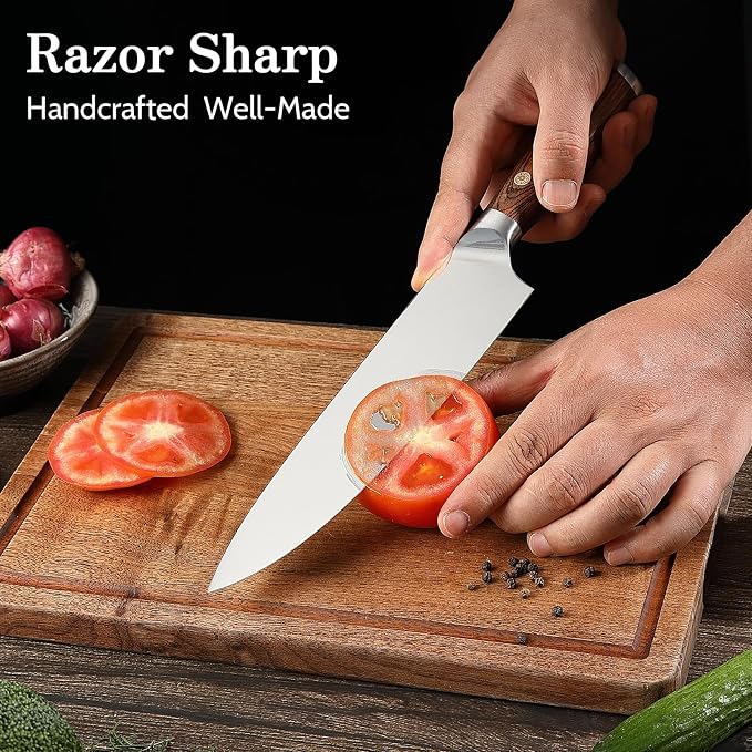 Kitchen Knife Set, 4 Pieces Japanese High Carbon Stainless Steel Chef Cooking Knife Set, Ultra Sharp Professional Chef Santoku Utility Knives (Silver)