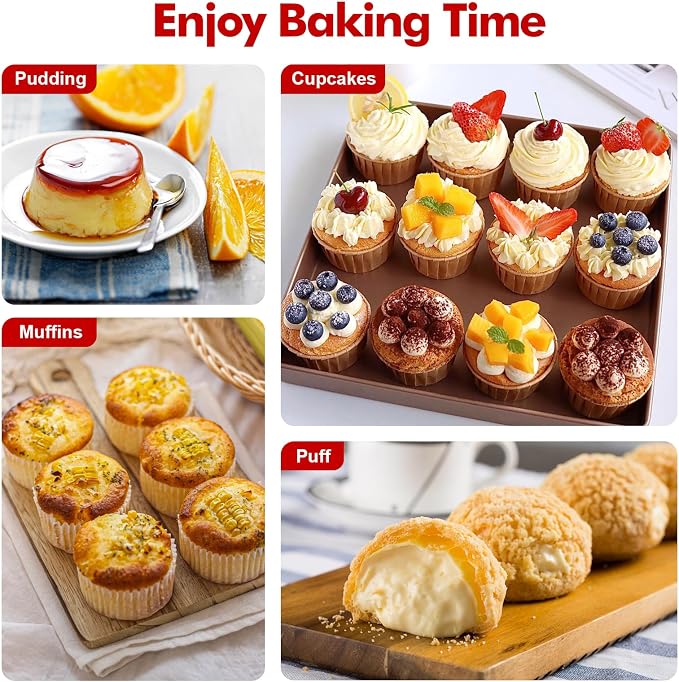 RAYBIN 2 Pack Silicone Muffin Pans for Baking, 6 Cup Nonstick Cupcake Pan | Muffin Tins with Metal Frame, Baking Tray Egg Molds, Easy to Pop, Food Grade, BPA Free, Oven & Dishwasher Safe
