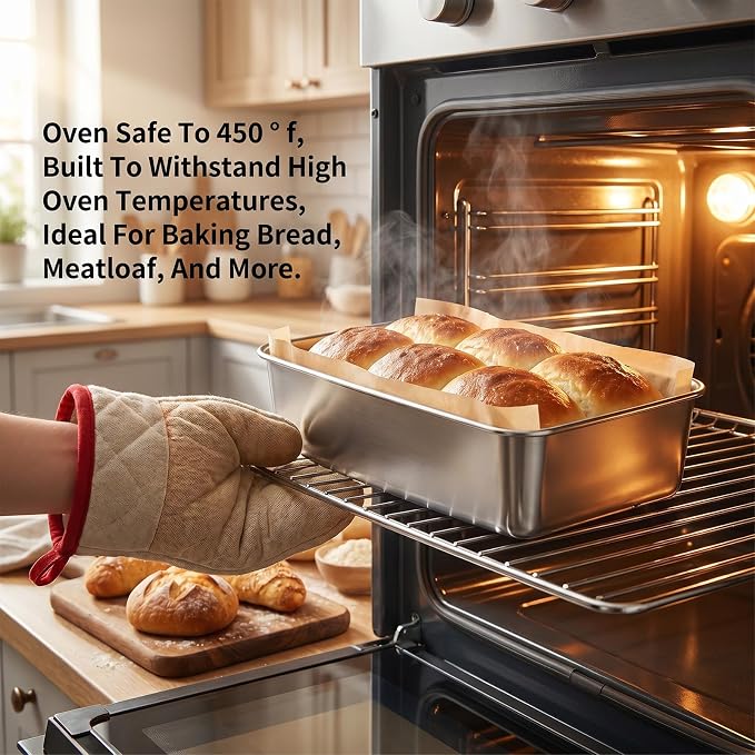 6 Pack Loaf Pan Set, 9x5 Inch Bread Loaf Pans | for Baking Bread Stainless Steel Meatloaf Toast Baking Pans for Homemade Brownies Pound Cake, Oven & Dishwasher Safe